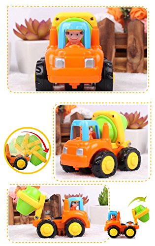 Frühe Bildung 18 Monate + Old Baby Spielzeug Push und Go Reibung powered Auto Spielzeug Sets von 4 Traktor Bulldozer Mixer Truck und Kipper für Kinder Kinder Jungen Mädchen - 5
