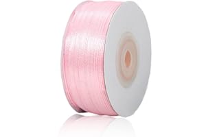 ALOHOVME Nastri Rosa Chiaro 3mm, 91 metri Nastro di Raso Rosa Chiaro per l'imballaggio di regali, Artigianato fai da te, Bows Making, Mazzi di fiori, Palloncini, Festa nuziale e Decorazioni per torte