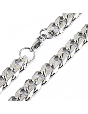 Trendsmax 10mm Breite Schwere Herren Kette 316L Edelstahl Halskette Silber Ton Curb Biker Panzerkette