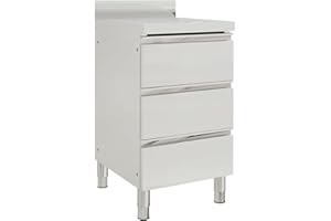 Homgoday Gabinete de cocina con 3 cajones, armario de acero inoxidable, armario de trabajo, armario de cocina, armario de cocina, armario de acero inoxidable