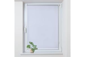 Allesin Store Enrouleur Occultant Thermique sans Perçage Rideau Occultant Opaque Isolant, Montage Simple pour Fenêtre ou Porte 50l x 200L cm Blanc