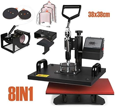 8IN1 HEAT PRESS TRANSFER MACHINE 38x38CM PLATE CAP MULTIFUNCTIONAL SWING AWAY