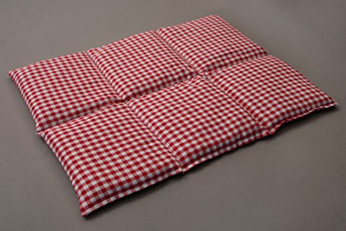 Rapssamenkissen groß 40x30 | 6-Kammer | rot-weiß | Wärmekissen Körnerkissen