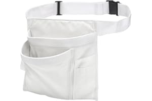 Ronyme Gardening Tool Waist Bag Pouch Electrician Apron Handyman Tool Apron, Cleaning Apron Multiple Pockets, Adjustable Belt, Tool Bag Organizer for Carpentry Plumbers Maintenance Workers, White