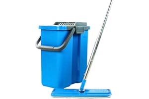 RORI Handy Mop Ensemble serpillère et seau bleu avec serpillère en microfibre, outils de nettoyage ménager, serpillère pour le nettoyage des sols mains libres, sépare l'eau sale et propre