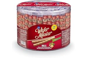 ‎TISE SÜSSWAREN Wafer Master Waffelröllchen gefüllt mit Haselnusscreme, Kaffeegebäck Großpackung (108Stk./648g)