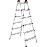 Ayyıldız &Ccedil;ift &Ccedil;ıkışlı Katlanabilir Ev Tipi Merdiven 6+6 Basamak Galvanizli
