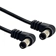 cablecc PW-151 DC Power 5.5 x 2.1mm / 2.5mm Male to 5.5 2.1/2.5mm Male Cable Right Angle 90 Degree 60cm,Black