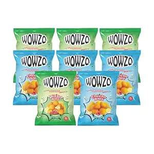 Wowzo Cheese Balls & Pizza Puff Balls | Tasty Snacks for Kids and Adults (Combo Pack of 8) | Light, Not-Fried & Zero Cholesterol for Health