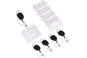 Vicloon Portachiavi Retrattile, 5 Pezzi Clip a Bobina, Porta Badge Retrattile, Portabadge Allungabile con Portachiavi per Ufficio, Affari, Esposizione e Exhibition