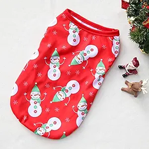 KUTKUT Christmas Style Pet Dog Shirt | Vest Sleeveless Snowman Printed Soft Texture T- Shirt for Yorkie, Maltese, Shih Tzu etc.(Size: L, Chest: 45cm, Back Length: 35cm)