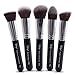 Nanshy 5 Piece Kabuki Makeup Brush Set - Face Application Contouring Blending Liquids Creams Mineral Powders - Onyx Black Kit