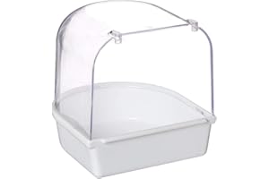 Zhoubaa, vaschetta da bagno per uccelli, pappagallo trasparente per vasca da bagno e doccia, decorazione per vasche da bagno per uccelli, peonie, muffin, piccoli uccelli, bianco