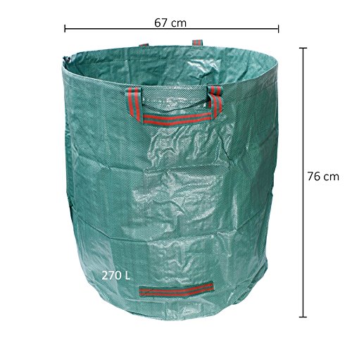 ECD Germany 4-er Set Witterungsbeständiger Gartensack 270L 67 x 76cm bis 50 kg belastbar aus robusten Polyethylen-Gewebe Faltbar Laubsack Rasensack Abfallsack - 6