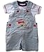 3-6 months - Baby Boys Gorgeous Blue and White Striped French Mouse Short-legged Dungarees & T-shirt Outfit