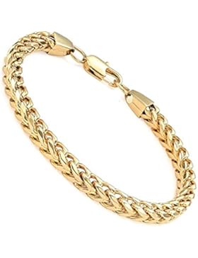 Mens Womens Armbänder Edelstahl 6mm Wide Charm Handgelenk Armband Chain Armbänder hoch poliert, 8Zoll (Gold)