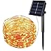 Produktbild WYBAN 10M 100 LEDs Solar powered Kupferdraht Wasserdichte Lichterketten LED String Beleuchtung Perfekt für Außen Landschaft,Garten,Terrasse,Wohnungen, Schlafzimmer, Hochzeit ,Party etc (Warm Weiß)