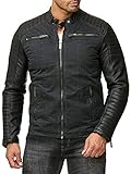Gefütterte Redbridge Herren Biker- Jacke - Übergangsjacke - Steppjacke aus Baumwolle und Ärmeln aus Kunstleder