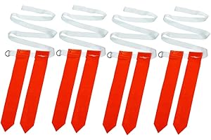 SEWACC 4 Pcs Adjustable Flag Belts Flag Football Set- 2 Flags per Belt for Football Rugby Training Ribbon (Each White Belt with 2 Red Flags)