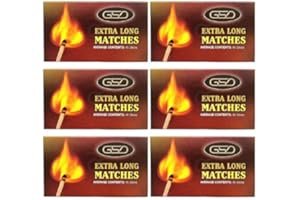 DSK Extra Long Safety Matches 45 Matches Per Box Long-Lasting Camping Matches for Wood Burners, Fire Pits, Ovens, Extra Strong BBQ Fire Lighters (Pack of 6)