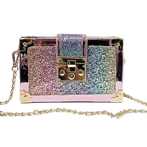 Preisvergleich Produktbild Damen Crossbody Bag Umhängetasche Schultertasche Messenger Bag Modische Pailletten Kleine Tasche charmante Kette Kleine quadratische Tasche für Lady Sling Shoulder Beg