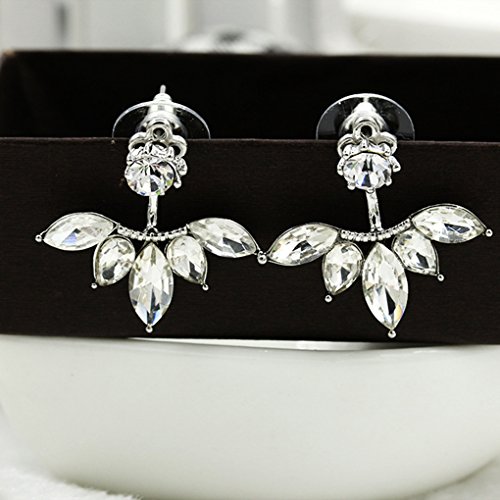 QHGstore Womens Kristallgänseblümchen-Blumen-Ohrringe nach hängenden Ohr-Bolzen-Schmucksache-Geschenken Silber- - 4