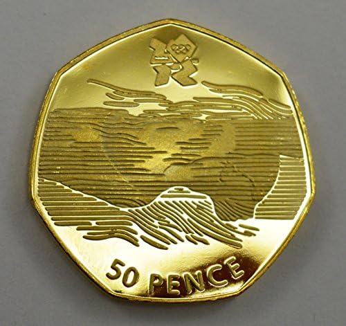 Gold Plated 24k Gold Olympic 2012 Aquatics RARE 50p Coin *LINES/WATER OVER FACE* Uncirculated *Copy Coin* Please Read Description