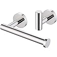 KES Chrome Towel and Toilet Roll Holder Set Bathroom Accessory Set 2 Pieces Toilet Roll Holder and Coat Hook SUS 304 Stainless Steel Wall Mounted Polished Finish, LA20DG-21