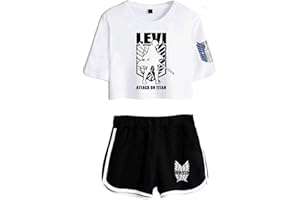 JFLY 2021 Attaque sur Titan Deux Pièces Ensemble Femmes Filles Nouveauté Attaque sur Titan Rosée Nombril T-Shirts Et Pantalons Courts Été Streetwear