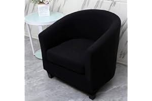 Fansu Funda de Sillón Elástica Chesterfield, Color sólido Funda de Sofá, Universal 2-Piezas Individual Fundas Protector de Butaca para Club, Recepción, Dormitorio (Negro)