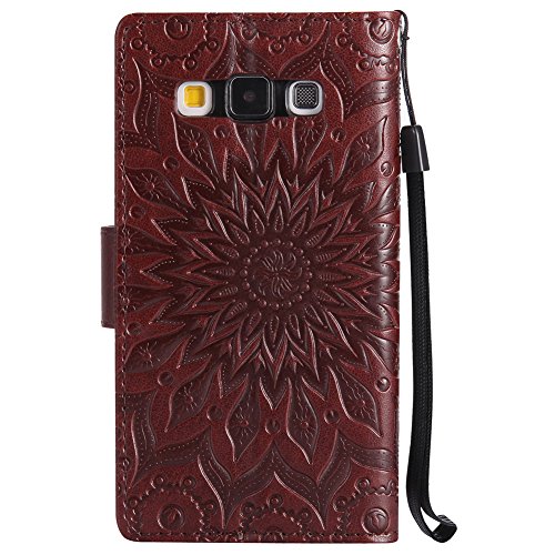 Nancen Tasche Hülle für,Samsung Galaxy A3(2015) Hülle,Samsung Galaxy A3(2015) / SM-A300F (4,5 Zoll) Leder Wallet Tasche Brieftasche Schutzhülle, Nancen Prägung Sonnenblume Muster PU Leder Handytasche im Bookstyle Stand Funktion Kartenfächer Magnet Etui Schale - 3