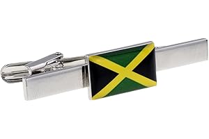 GTR Jamaican Flag Tie Clip, Stainless Steel & Zinc Alloy, Slide Clasp, Multicolor, Men's, Party, Wedding & Formal Events, Gift for Jamaican Culture Lovers