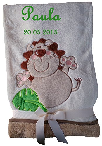 Niedlich weiche Babydecke mit Namen bestickt - 6
