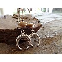 ✿ BOHO ETHNO HALBMOND PERLMUTT ✿ lange Haken Ohrringe