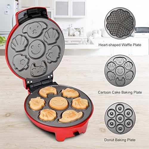 3IN1 Waffle Maker Non-Stick Brownie Iron Doughnut Cake Sweet Snack Maker Machine, Aluminum 3 Waffle Iron Plates, Adjustable Temperature, Easy to Clean, Cord Wrap &amp; Cool Touch Handle
