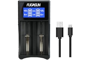 FUGASUN 18650 Caricabatterie,LCD Intelligente 18650 Li-ion Ni-MH Caricabatteria Ni-Cd per 26650 22650 20700 18490 18350 17670 17500 16340 (RCR123) 14500 10440 Ni-MH Ni-Cd A AA AAA AAAA C