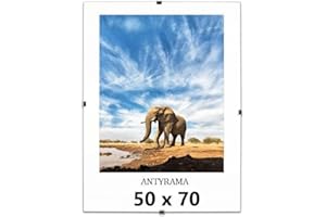 M-INTERIO Rahmenloser 50 x 70cm Bilderrahmen Bildhalter Cliprahmen Fotorahmen Kunstglas Plexi für Wohnzimmer, Esszimmer, Küche,Fotos Poster viele Größen Rechteckig mit Clips