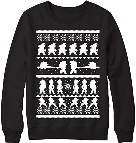 Dragon Ball Z Christmas Jumper Goku Cutout Unisex Black T-Shirt (MEDIUM)
