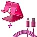 Produktbild STANDWERT Smartphone Halterung + USB Typ C Kabel für Honor View 10 - aus Aluminium - pink