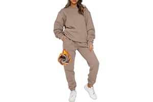 Joligiao Survêtement Ensemble Femme Ensemble Jogging Doublée de Fourrure Deux Pièces Survêtement Sport Femme Manches Longues Sweat à Capuche et Pantalon Jogging Chaud Sportwear