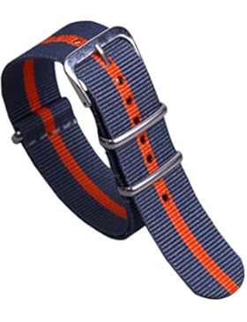 18mm grau / orange zart preppy Look des Mannes einteiliges Bänder NATO Stil Nylon Perlon Uhrarmbänder