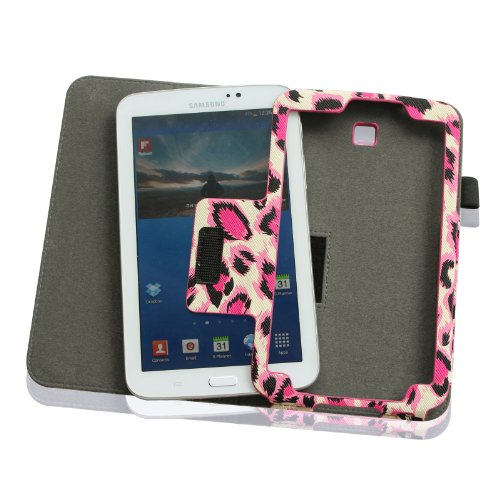 Fintie Samsung Galaxy Tab 3 7.0 (7 Zoll) SM-T210 SM-T211 Hülle Case – Slim Fit Folio Bookstyle Kunstleder Schutzhülle Cover Tasche mit Ständerfunktion und Stylus-Halterung, Leopard Pink - 6