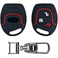 Keycare® Silicone Key Cover for Ford Fiesta, Fusion, Figo 3 Button Remote Key (Black with MAH Key Holder)