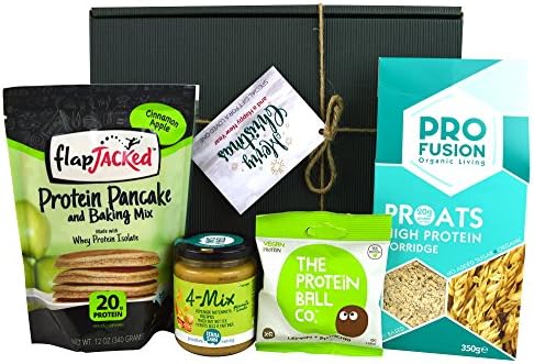 Green Protein Hamper - Cinnamon Apple Pancake, Protein Balls, Porridge, Nut Butter - Includes Christmas Gift Box &amp; Tag!