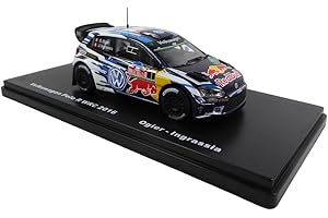 OPO 10 - Voiture Miniature 1/43 Compatible avec Volkswagen Polo R WRC #1 Wales Rally GB 2016 Ogier - VW RMX7