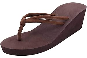 Yowablo Sandales Femmes Couleur Unie Antidérapantes Pieds Tongs Talons Hauts Compensés Plage
