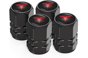 ACHARD 4 Stück Ventilkappen, Reifen Ventilkappen für Tesla Model 3, Model Y, Model X, Model S, Ventilkappen mit Dichtung für stabilen Reifendruck, Autoventil Kappe, Auto Zubehör, Schwarz