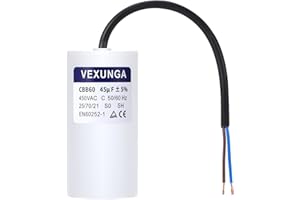 VEXUNGA CBB60 AC Kondensator 45uF 450 V Kondensatory rozruchowe silnika Rolety 45 MFD 450VAC SH 50x103MM 50/60Hz z przewodem do pompy basenowej