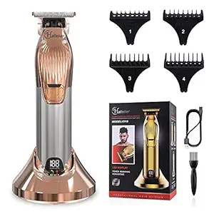 Hatteker Professional Hair Clippers Cordless Pro Li Outlining Trimmer T-blade Hair Cutting Kit Barber Beard Trimmer Kids USB Rechargeable (Rosegold)