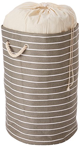 WENKO 35521100 Wäschesammler Maritim rund - Wäschekorb, Fassungsvermögen 75 L, 100 % Papierstoff, 40 x 60 x 40 cm, Grün
